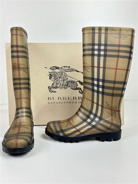 burberry rain boots used|burberry haymarket rain boots.